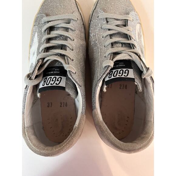 Golden Goose Sz 37, US 7 Superstar Silver Crystal Glitter Star Sneakers EUC - Picture 9 of 12